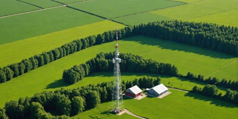 Telecom tower in rural area